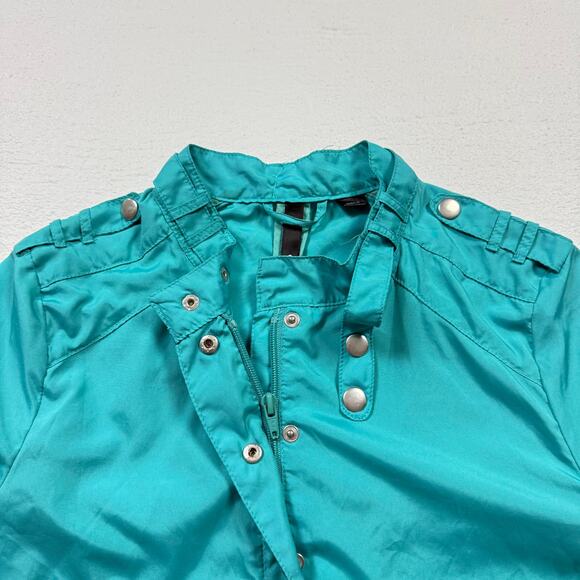 Divided By H&M Teal Bomber Moto Jacket, Size 6 - Picture 5 of 10